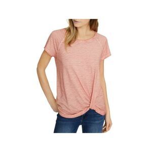 SANCTUARY Womens Pink Heather Cap Sleeve Crew Neck T-Shirt Size: S